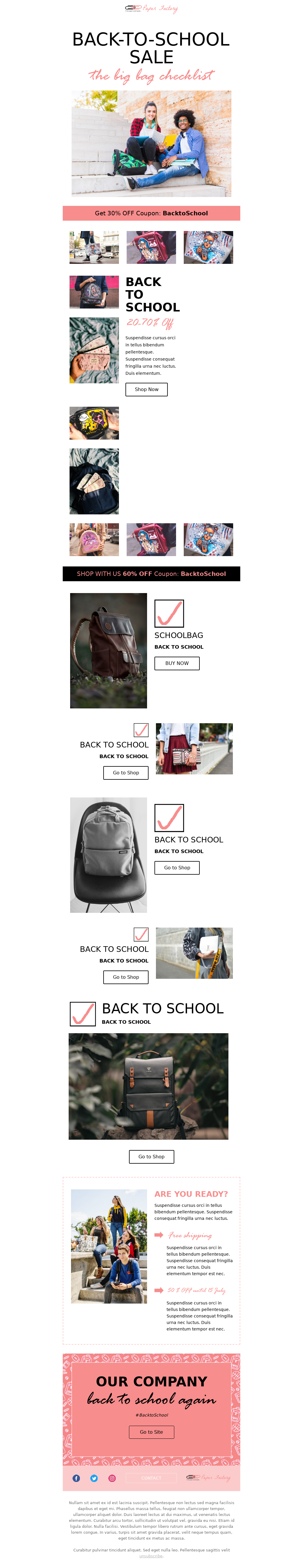 Back to School Bag Sale