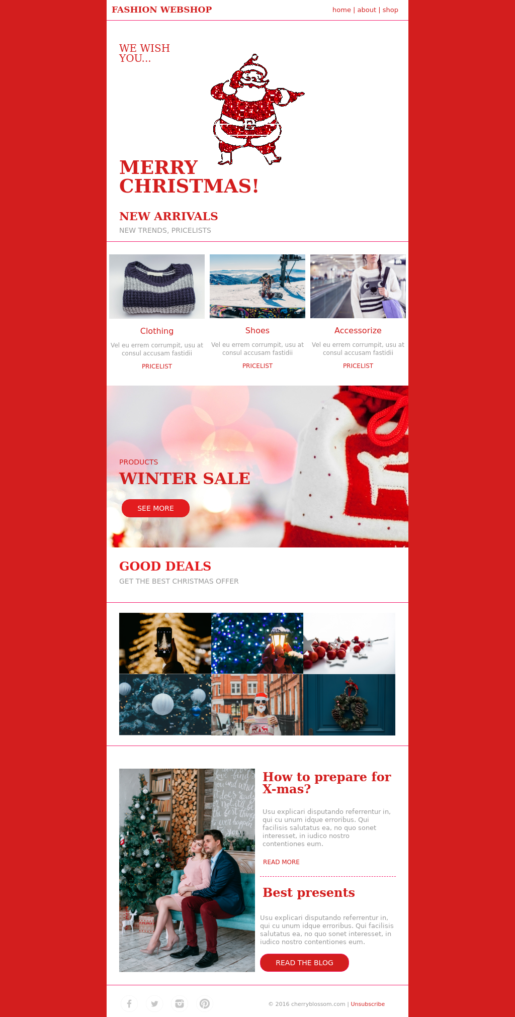 Red Santa Christmas Email Template